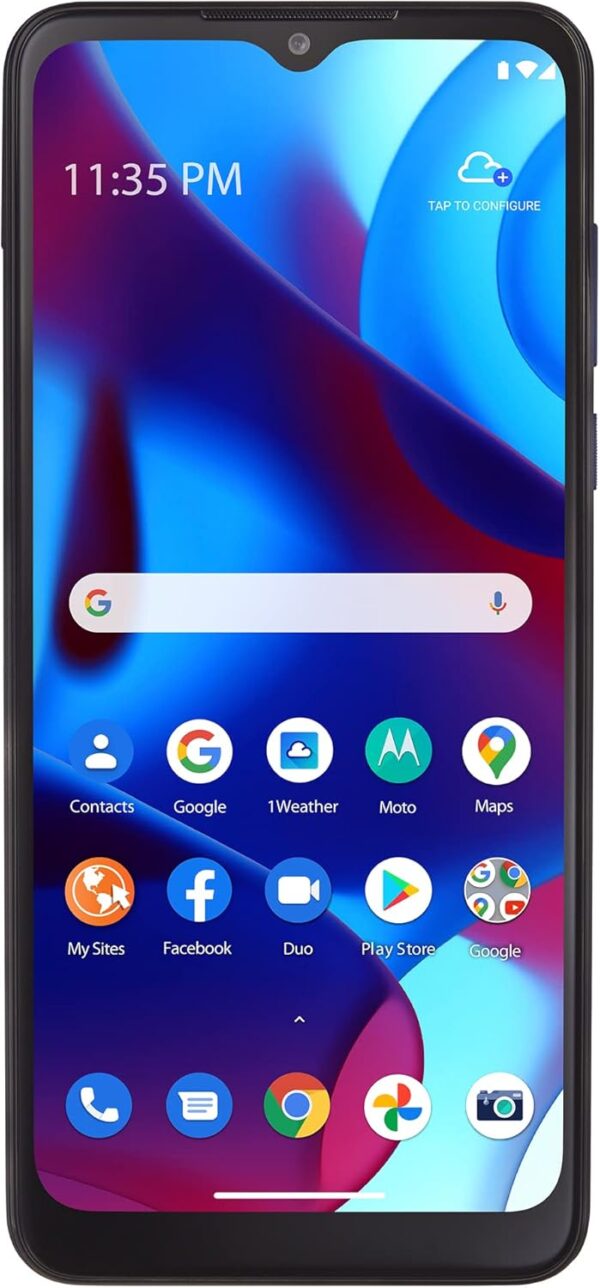 TracFone | Motorola Moto g Pure | Locked | 32GB | 4000 mAh Battery | 13 MP Dual Camera System | 6.5" Max Vision HD+ Display | Blue