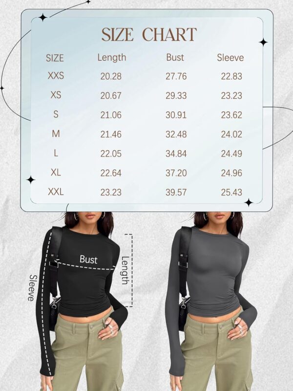 Trendy Queen Womens Long Sleeve Shirts Basic Spring Crop Tops Fall Fashion Layering Slim Fitted Y2k Tops - Image 6