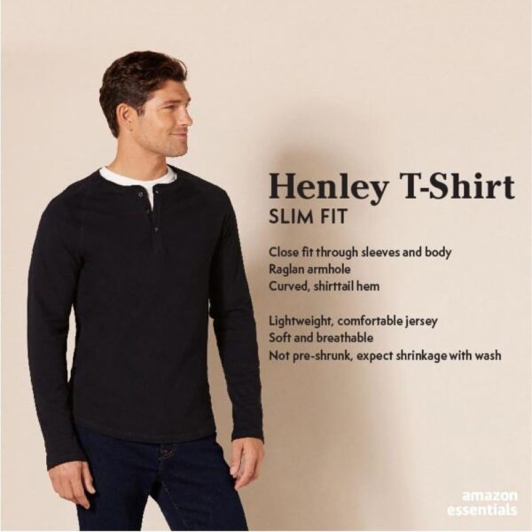 Amazon Essentials Men's Slim-Fit Long-Sleeve Henley Shirt - Image 2