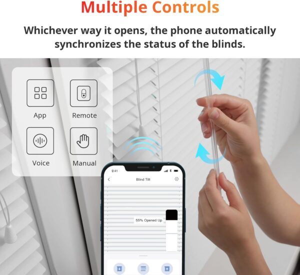 SwitchBot Blind Tilt Motorized Blinds - Smart Electric Blinds with Bluetooth Remote Control, Solar Powered, Light Sensing Control, Add Hub Mini to Make it Compatible with Alexa & Google Home - Image 7