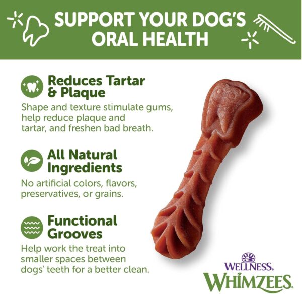 WHIMZEES by Wellness Small Dental Chews for Dogs, Grain-Free, No Artificial Colors, Freshens Breath, Long-Lasting Treats, VOHC Accepted, 24 Count(Pack of 1) - Image 5