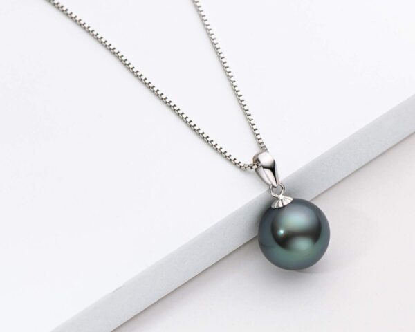 Black Pearl Necklace for Women, 18K Gold Genuine Tahitian Cultured Pearls Pendant with 925 Sterling Silver Chain, Jewelry Gifts for Wife Mom Daughter - Image 6