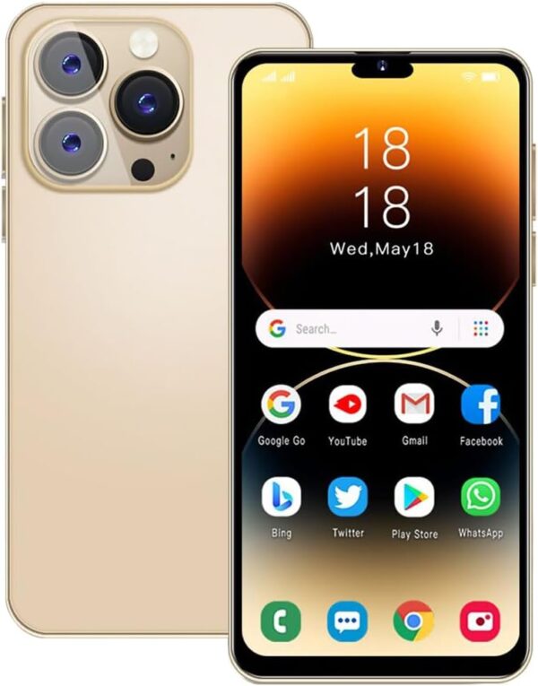 Unlocked Smartphone, 6.3 inch HD Display, Android10.0, Dual SIM, Dual Cameras, 1GB RAM+16GB ROM (Expandable to 128GB), Support: WiFi, Bluetooth, GPS 3G Mobile Phones (Golden)