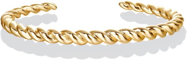 PAVOI Gold Plated Twisted Chunky Bangle Bracelet | 14K Gold Plated | Lightweight Everyday Jewelry