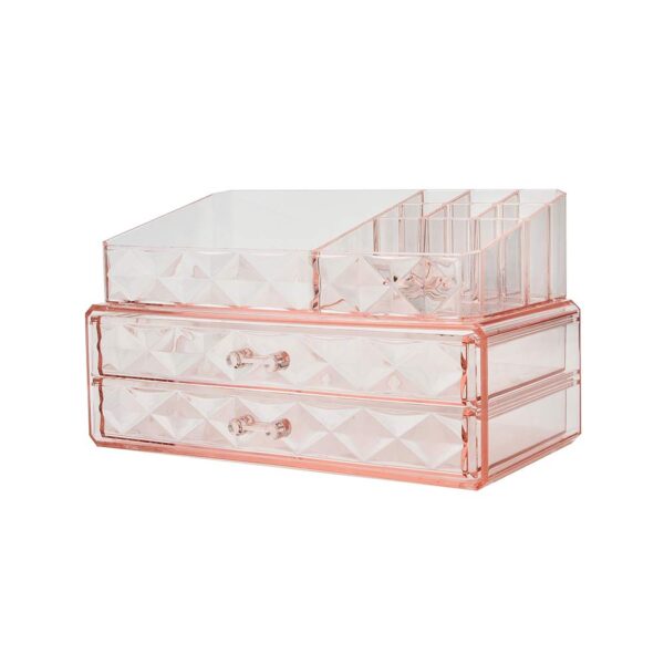 ZHIAI Makeup Organizer Acrylic Cosmetic Storage Drawers and Jewelry Display Box (2 rectangular drawer) - Image 2