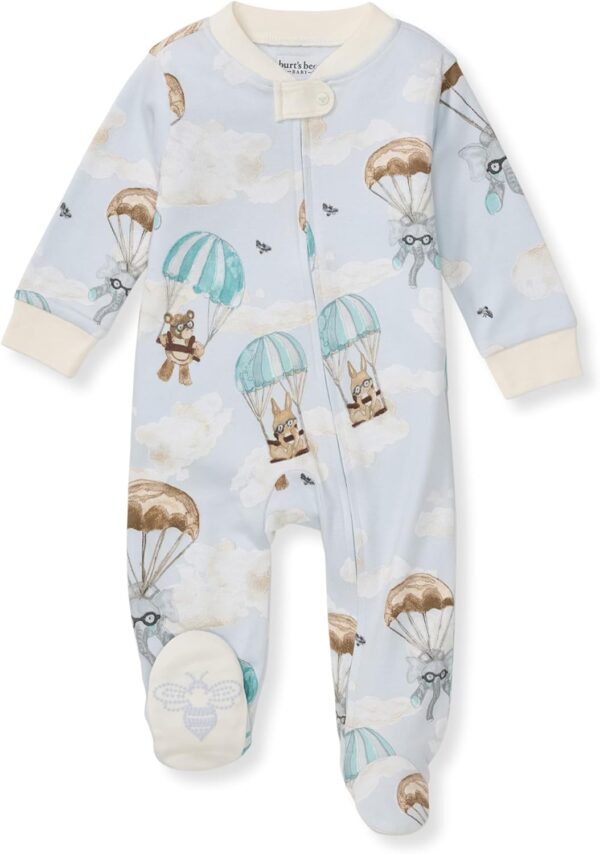 Burt's Bees Baby Boys' Sleep and Play Pjs, 100% Organic Cotton One-piece Zip Front Romper Jumpsuit Pajamas