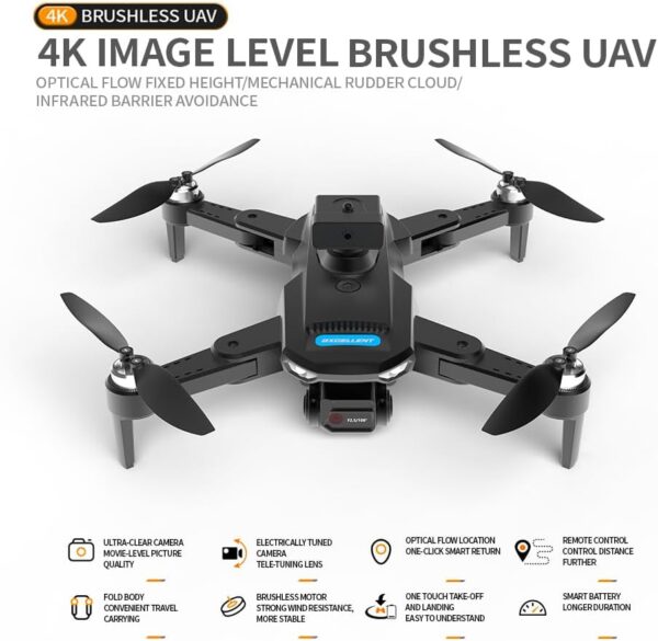 S22 Drone with 4K Camera for Adults Beginner; 194G Foldable RC Quadcopter with 328 Feet Control Range, Brushless Motor, 2.4G, 360 Degree Flip, 2 Batteries, Toys for Adults - Image 4