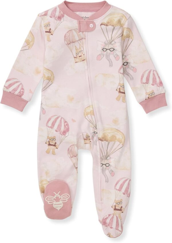 Burt's Bees Baby Girls Footed One-Piece Pajamas, Sleep and Play Loose Fit, 100% Organic Cotton, Sizes NB to 6-9 Months