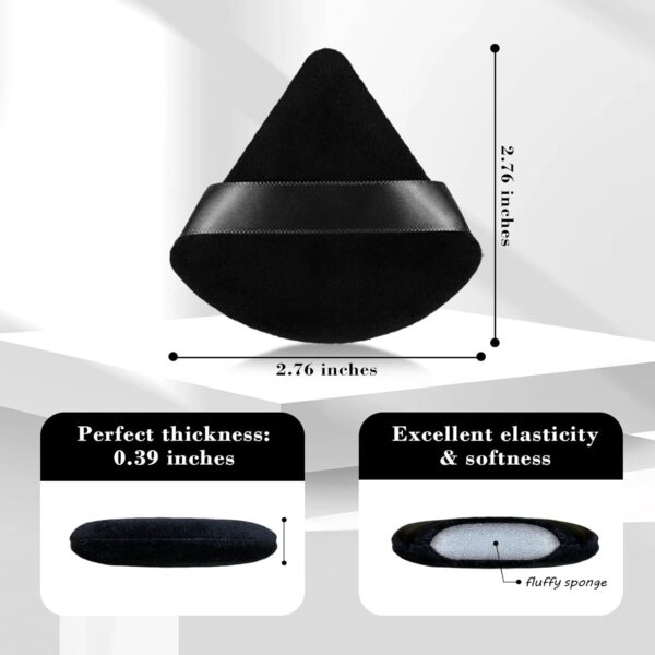 8Pcs of Triangular Powder Puff Makeup Sponges, Made of Super-soft Velvet, Designed for Contouring, Eye, and Corner, Beauty Blender Foundation Mixing Container.(Black) - Image 2