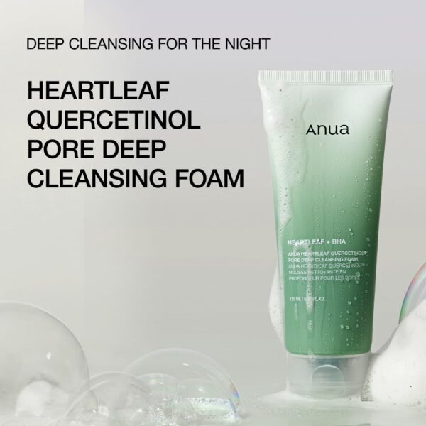 ANUA Heartleaf Quercetinol Pore Deep Cleansing Foam, Facial Cleanser, for Double Cleansing, BHA, Hyaluronic Acid, Glycerin, Face Wash, Blackhead Remover, Korean Skincare (150ml/5.07 fl.oz.) - Image 3