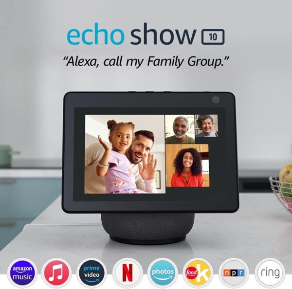 Certified Refurbished Echo Show 10 (3rd Gen) | HD smart display with motion and Alexa | Charcoal