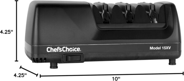 Chef’sChoice 15XV Professional Electric Knife Sharpener With 100-Percent Diamond Abrasives And Precision Angle Guides For Straight Edge and Serrated Knives, 3-Stage, Black - Image 8