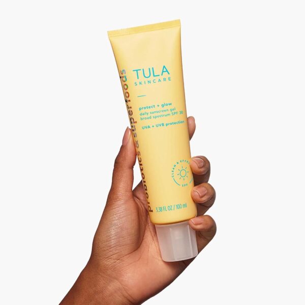 TULA Skin Care Protect + Glow Daily Sunscreen Gel Broad Spectrum SPF 30 - Skincare-First, Non-Greasy, Non-Comedogenic & Reef-Safe with Pollution & Blue Light Protection, Supersize, 3.38 oz - Image 7