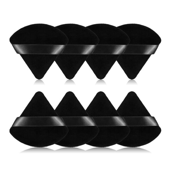 8Pcs of Triangular Powder Puff Makeup Sponges, Made of Super-soft Velvet, Designed for Contouring, Eye, and Corner, Beauty Blender Foundation Mixing Container.(Black)