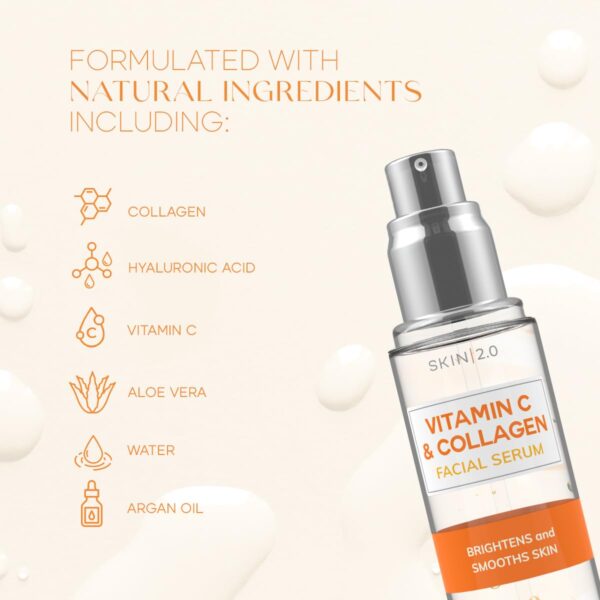 Vitamin C Serum With Collagen - Dermatologist Tested Korean Skin Care for Dark Spots & Skin Brightening - Anti Aging & Acne Facial Serum - Cruelty Free - For All Skin Types - 1.69Fl. oz by Skin 2.0 - Image 4