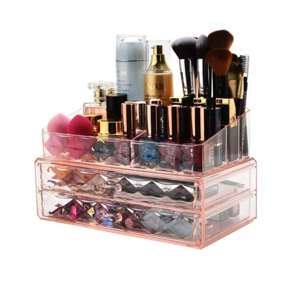 ZHIAI Makeup Organizer Acrylic Cosmetic Storage Drawers and Jewelry Display Box (2 rectangular drawer) - Image 5