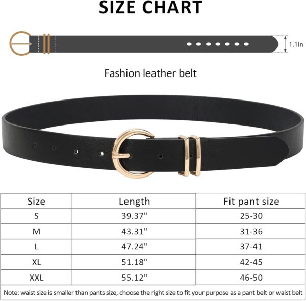 XZQTIVE 3 Pack Women Belts For Jeans Dresses Pants Ladies Leather Waist Belt with Gold Buckle - Image 5