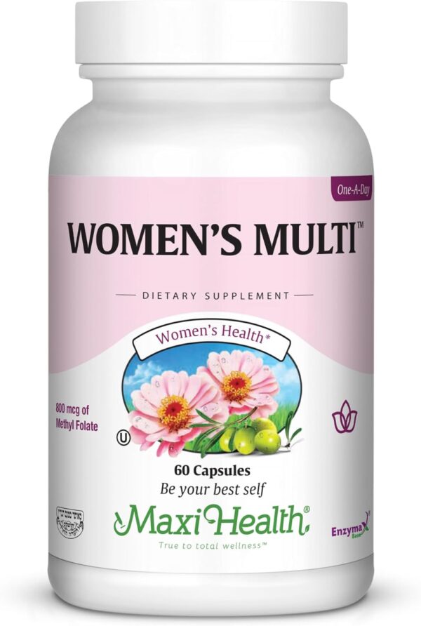 Women's Daily Multivitamin Once Daily Biotin, Vitamins A B C D E, Calcium, Zinc, Lutein, Magnesium, Folic Acid and More. Natural, Non-GMO, Gluten Free & Dairy Free Kosher (60 Count)