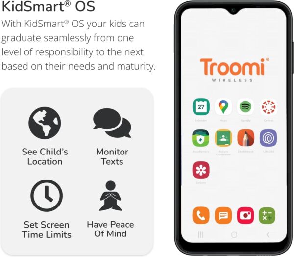 Wireless Safe Smartphone for Kids | GPS Tracker, Safe Browser & Apps | 32GB A13 LTE | Includes Case & Screen Protector | Activation Required (Dream Plan) - Image 2