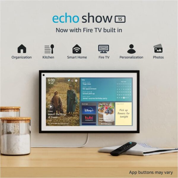 Certified Refurbished Echo Show 15 | Full HD 15.6" smart display with Alexa and Fire TV built in | Remote included