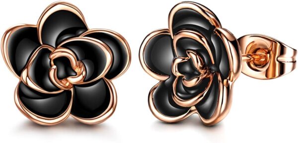 AllenCOCO Rose Flower Stud Earrings for Women Sensitive Ears, Hypoallergenic Cute Gold And Silver Rose Flower Earrings Studs for Women Nickel Free