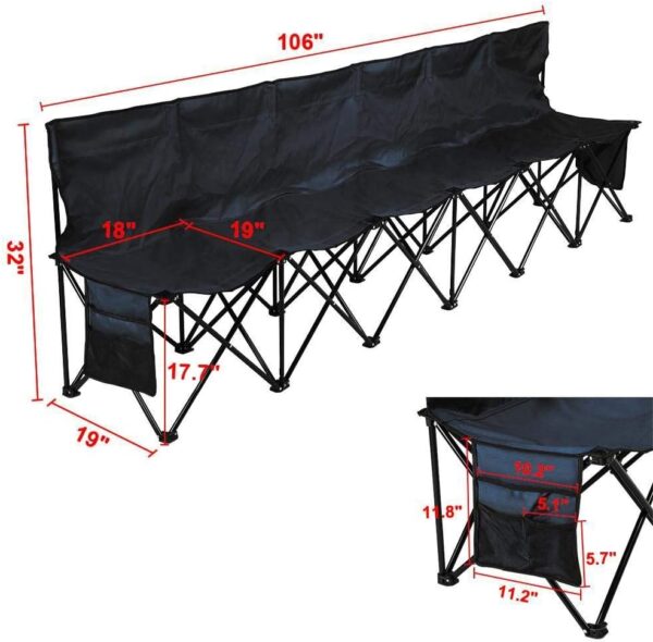 Yaheetech Foldable Sideline Bench 600D Oxford Double Layer Fabric - Image 3