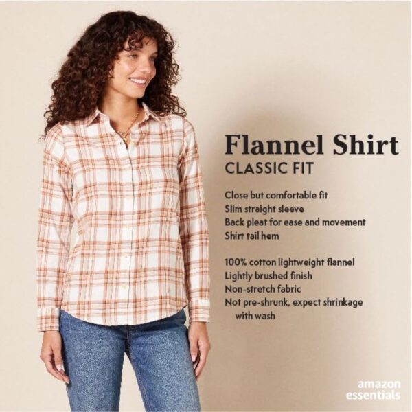 Amazon Essentials Women's Classic-Fit Long-Sleeve Lightweight Plaid Flannel Shirt - Image 2