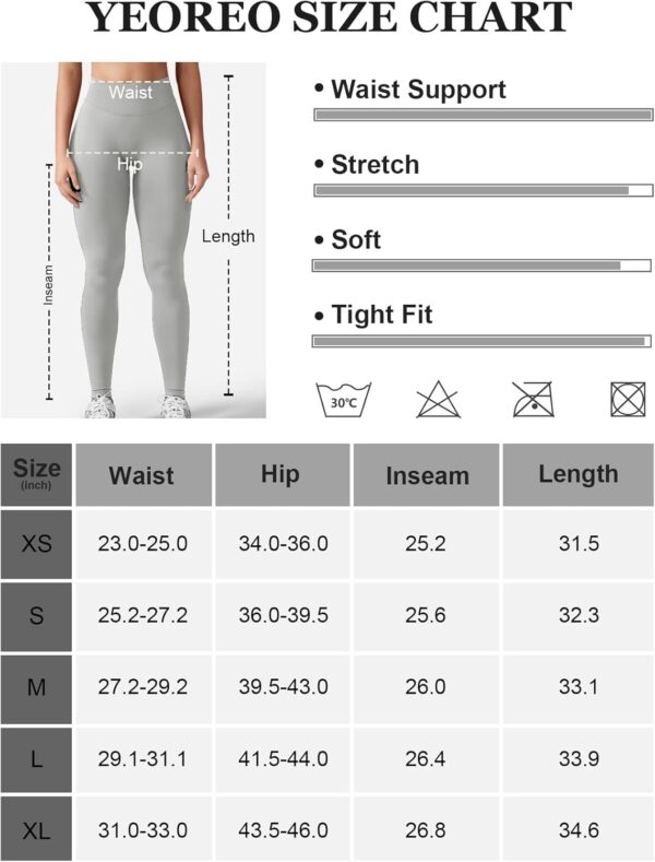 YEOREO Eileen Hidden Scrunch Butt Workout Leggings for Women Seamless Mid Low Waist 25" Impact Yoga Pants Tummy Control - Image 6