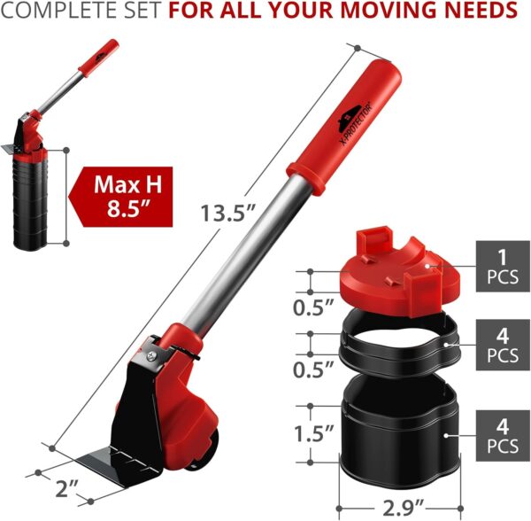 X-Protector Furniture Lifter Tool - Premium Furniture Jack Lifter Tool to Lift Furniture Easily - Appliance Lifter with 8.5" Adjustable Height - Ideal Jack to Lift Furniture Easily with Minimal Effort - Image 3