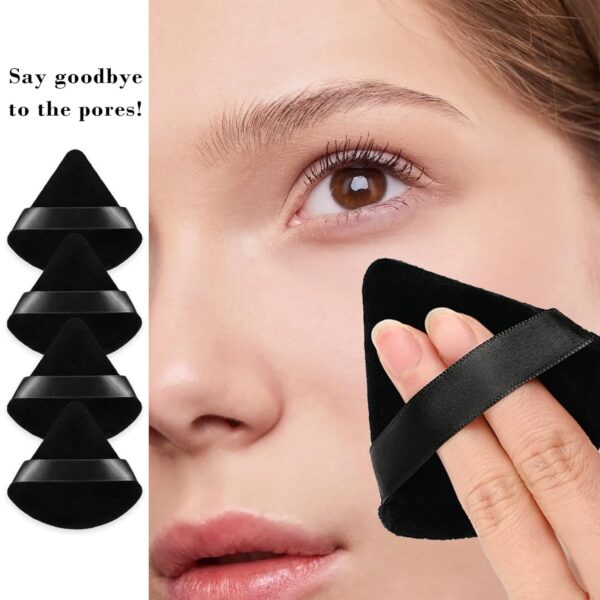 8Pcs of Triangular Powder Puff Makeup Sponges, Made of Super-soft Velvet, Designed for Contouring, Eye, and Corner, Beauty Blender Foundation Mixing Container.(Black) - Image 6