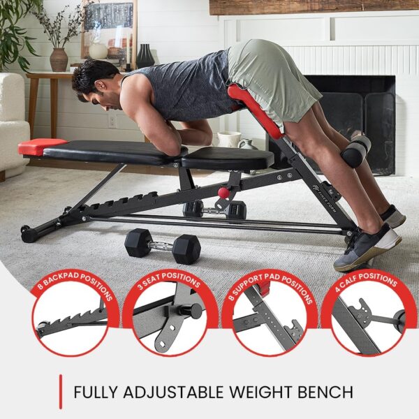 Finer Form Multi-Functional FID Weight Bench for Full All-in-One Body Workout – Hyper Back Extension, Roman Chair, Adjustable Ab Sit up Bench, Incline Decline Bench, Flat Bench - Image 2