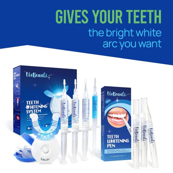 VieBeauti Teeth Whitening Kit - 5X LED Light Tooth Whitener with 35% Carbamide Peroxide, Mouth Trays, Remineralizing Gel and Tray Case - Built-in 10 Minute Timer Restores Your White Smile Mint - Image 9