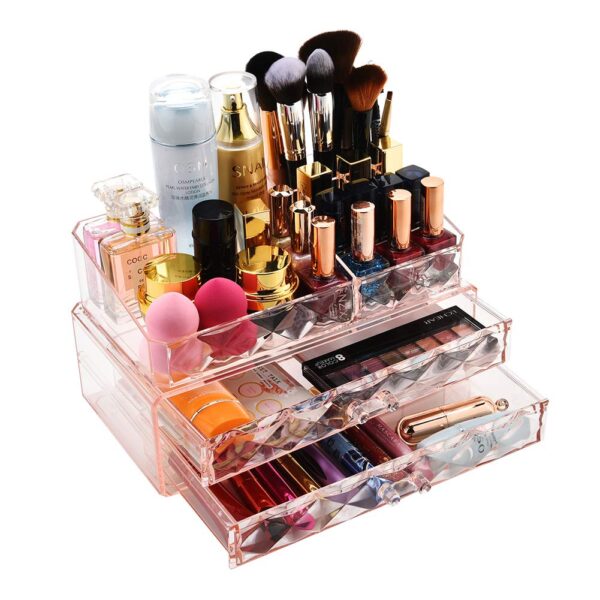 ZHIAI Makeup Organizer Acrylic Cosmetic Storage Drawers and Jewelry Display Box (2 rectangular drawer) - Image 4