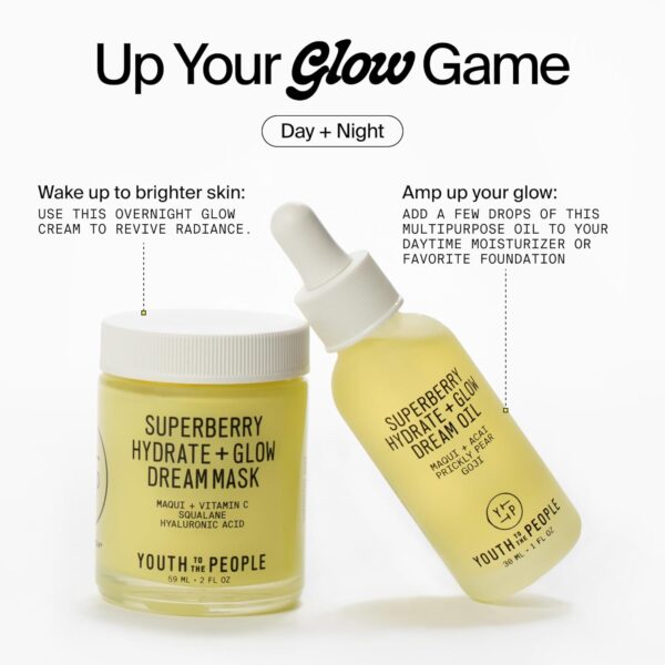 Youth To The People Superberry Glow Dream Mask - Brightening Overnight Face Mask + Hyaluronic Acid Night Moisturizer with Vitamin C & Squalane Oil for Even Skin Tone - Clean, Vegan Skincare - Image 8