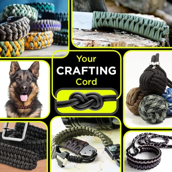 TECEUM Paracord Rope 1000 – 1000ft / 200ft / 120ft / 100ft / 50ft – Tactical Parachute Cord – 45+ Colors – Ideal Nylon String for Survival & Camping Gear – Stripe Cord for Survival – Utility Rope - Image 4