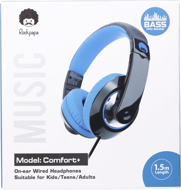 rockpapa Comfort+ Kids Headphones with Microphone, Boys Girls Student Over-Ear Headphones Wired for School Classroom Laptop PC Computer Tablet Black Blue - Image 8