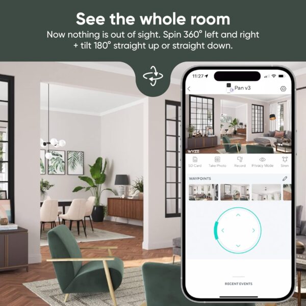 WYZE Cam Pan v3 Indoor/Outdoor IP65-Rated 1080p Pan/Tilt/Zoom Wi-Fi Smart Home Security Camera with Motion Tracking for Baby & Pet, Color Night Vision, 2-Way Audio, Works with Alexa & Google Assistant - Image 2