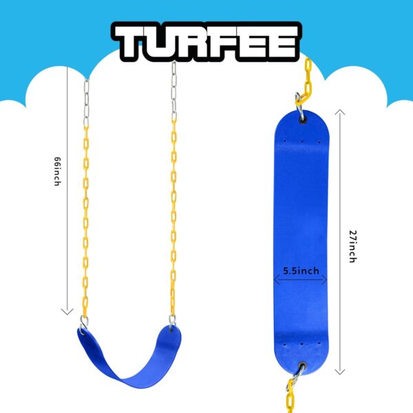 TURFEE Swing for Outdoor Swing Set - Pack of 1 Swing Seat Replacement Kit with Heavy Duty Chains - Backyard Swingset Playground Accessories for Kids (Blue) - Image 6