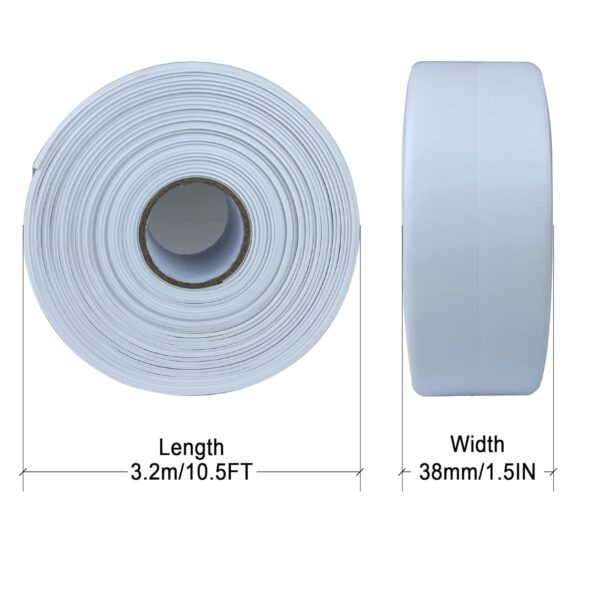 White Caulk Tape for Bath & Kitchen,Caulking Tape for Bathroom Caulking White Self Adhesive Caulk Strip,tub Surround,Toilet Bowl Stick on Gel,Kitchen Countertop (1.5" x 10.5Ft) - Image 2