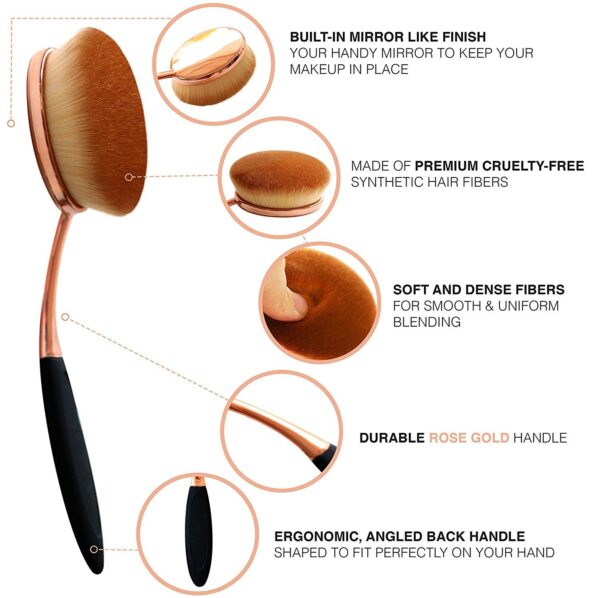 Yoseng Oval Foundation Brush Large Toothbrush makeup brushes Fast Flawless Application Liquid Cream Powder Foundation - Image 3