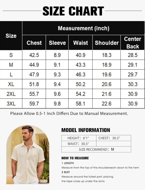 COOFANDY Mens Button Down Short Sleeve Shirt Casual Shirts Summer Beach Textured Shirts with Pocket - Image 6