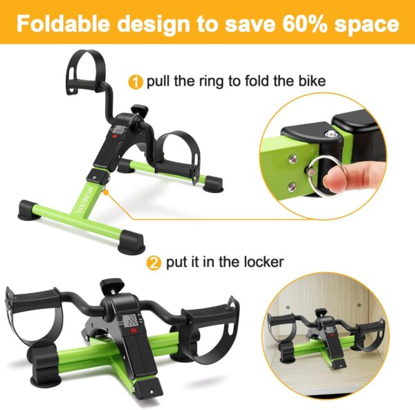 Under Desk Bike Pedal Exerciser Mini Bike for Leg/Arm Pedal Exerciser Foldable Peddler with LCD Display for Home/Office - Image 4