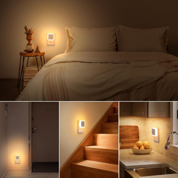 Sujeet Night Light, Night Lights Plug into Wall 4-Pack, Nightlight Plug in Night Light, Dusk to Dawn Night Lamp Led Night Light for Bedroom, Bathroom, Hallway Warm White - Image 5