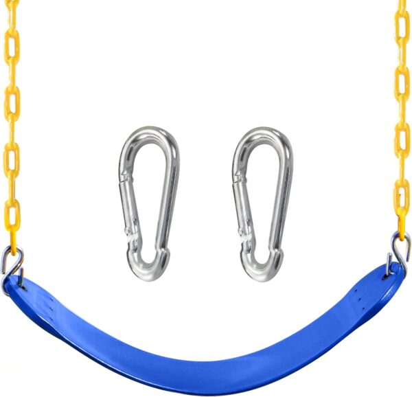 TURFEE Swing for Outdoor Swing Set - Pack of 1 Swing Seat Replacement Kit with Heavy Duty Chains - Backyard Swingset Playground Accessories for Kids (Blue)