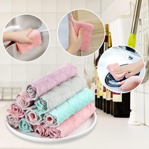 20 Pack Kitchen Dish Cloths Dish Towels,Super Absorbent Coral Fleece Cloth,Premium Cleaning Cloth,Nonstick Oil Washable Fast Drying Dish Rags for Clean Table,Dish,Glass（5Colors 6"x10"） - Image 6