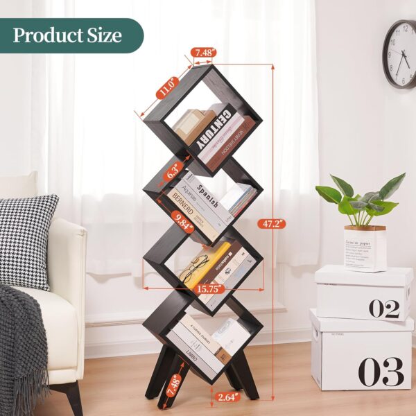 Yoobure Black Bookshelf - Small Book Shelf, 4-Tier Tall Bookcases Book Organizer, Industrial Bookshelves Floor Standing for CDs/Books in Small Spaces, Bedroom, Living Room, Home Office - Image 8