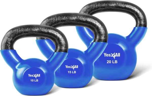 Yes4All Combo Kettlebells Vinyl Coated Weight Sets Great for Full Body Workout Equipment Push up, Grip Strength and Strength Training, Dumbbell Weights Exercises