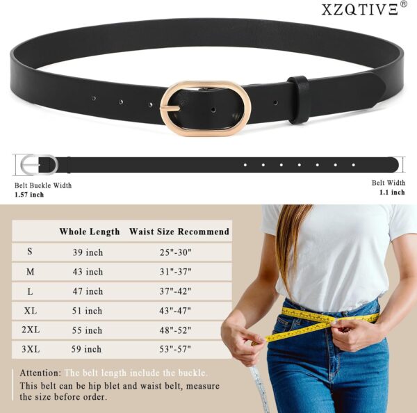 XZQTIVE 3 Pack Plus Size Women's Leather Belts for Jeans Pants Dress Fashion Gold Buckle Ladies Waist Belt - Image 6