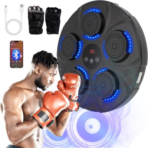 Music Boxing Machine Wall Mounted Smart Bluetooth Boxing Equipment for Boxing Enthusiasts (Black)