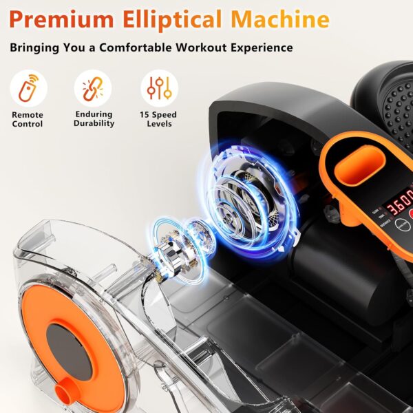 Under Desk Elliptical Machine, Ellipse Leg Exerciser for Seniors with 15 Adjustable Speed, Quiet & Portable Seated Pedal Exerciser, Ellipse Leg Exerciser While Sitting for Seniors with Remote Control - Image 2